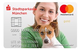 Kreditkarte Mastercard Gold mit persönlichen Wunschmotiv Frau mit Hund